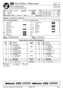 l VOLLEYBALL • Match result World League 2004 Pool C-Intercontinental Round