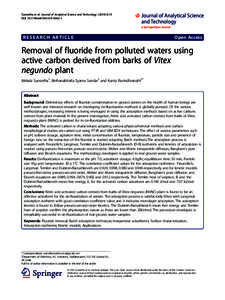 Removal of fluoride from polluted waters using active carbon derived from barks of Vitex negundo plant