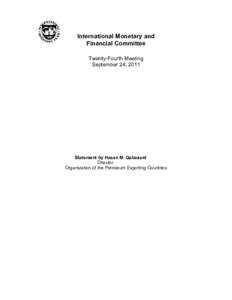 IMFC Statement by Abdallah Salem El-Badri, Secretary-General, Organization of the Petroleum Exporting Countries; September 24, 2011