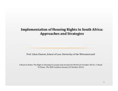 South Africa: Strategies and implementation of the right to housing