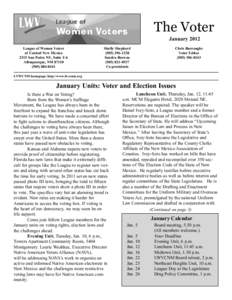 The Voter January 2012 League of Women Voters of Central New Mexico 2315 San Pedro NE, Suite F-6 Albuquerque, NM 87110