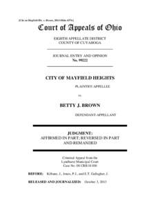 [Cite as Mayfield Hts. v. Brown, 2013-Ohio[removed]Court of Appeals of Ohio EIGHTH APPELLATE DISTRICT COUNTY OF CUYAHOGA