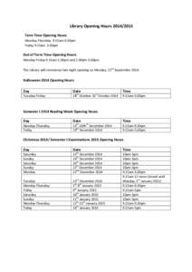 Microsoft Word - Library Calendar