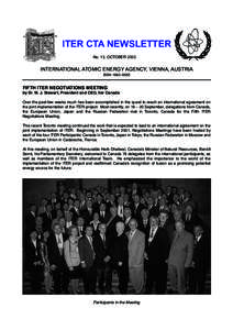 ITER CTA NEWSLETTER No. 13, OCTOBER 2002 INTERNATIONAL ATOMIC ENERGY AGENCY, VIENNA, AUSTRIA ISSN 1683–0555