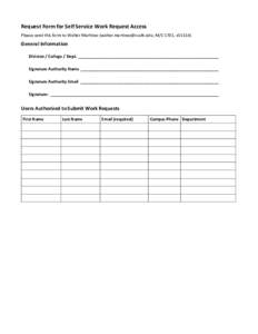 Request Form for Self Service Work Request Access
