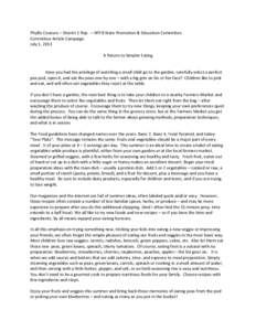 Phyllis Couture – District 1 Rep. – NYFB State Promotion & Education Committee Committee Article Campaign July 1, 2013 A Return to Simpler Eating  Have you had the privilege of watching a small child go to the garden