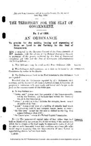 [Extract from Commonwealth of Australia Gazette, No. 44, dated 18th May, [removed]THE TERRITORY FOR THE SEAT OF GOVERNMENT. No. 6 of 1926.