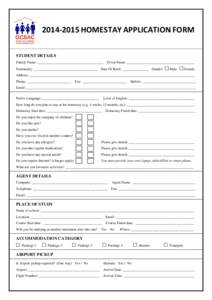 Homestay Application Form
