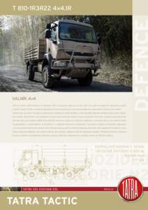 T 810-1R3R22 4×4.1R  VALNÍK 4×4 Terénní vozidlo střední třídy pro logistické účely s pohonem všech kol (4×4), které na rozdíl od ostatních nákladních vozidel a nosičů značky TATRA vychází ze stand