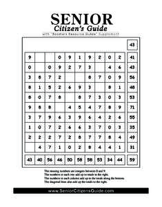 The missing numbers are integers between 0 and 9. The numbers in each row add up to totals to the right. The numbers in each column add up to the totals along the bottom. The diagonal lines also add up the totals to the 