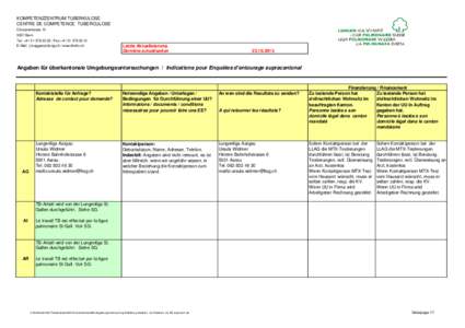 KOMPETENZZENTRUM TUBERKULOSE CENTRE DE COMPETENCE TUBERCULOSE Chutzenstrasse[removed]Bern Tel. +[removed] / Fax +[removed]E-Mail: jm.egger(at)lung.ch / www.tbinfo.ch