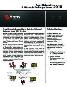 Array Networks & Microsoft Exchange Server 2010