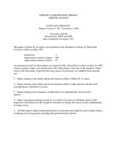 Date of death missing / Delos W. Lovelace / Place of birth missing / Place of death missing / United States / Civil awards and decorations / Eisenhower / Maud Hart Lovelace / Lovelace / Dwight D. Eisenhower / Military personnel / Date of birth missing