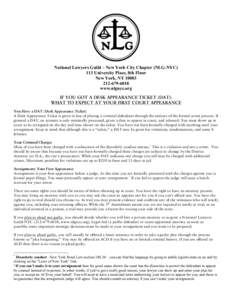 National Lawyers Guild – New York City Chapter (NLG-NYC) 113 University Place, 8th Floor New York, NY[removed]6018 www.nlgnyc.org IF YOU GOT A DESK APPEARANCE TICKET (DAT):