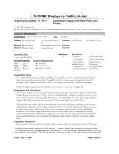 LANDFIRE Biophysical Setting Model Biophysical Setting[removed]Laurentian-Acadian Northern Pine(-Oak) Forest