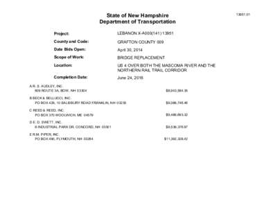 State of New Hampshire Department of Transportation Project: LEBANON X-A000[removed]