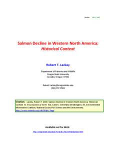 Oncorhynchus / Salmon conservation / Robert T. Lackey / Columbia River / Puget Sound salmon / Fish / Salmon / Chinook salmon