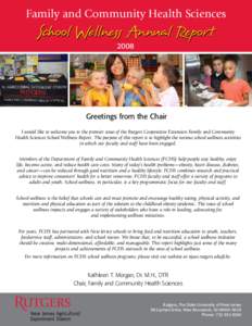 Family and Community Health Sciences  School Wellness Annual Report[removed]Greetings from the Chair