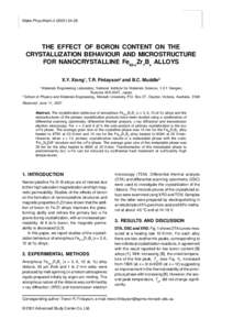 34 Mater.Phys.MechX.Y.Xiong, T.R.Finlayson and B.C.Muddle  THE EFFECT OF BORON CONTENT ON THE