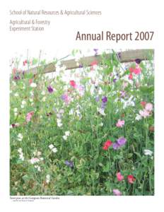 School of Natural Resources & Agricultural Sciences Agricultural & Forestry Experiment Station Annual Report 2007