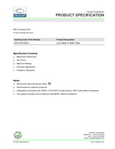 Oscilent Corporation  PRODUCT SPECIFICATION REV A January 2012 Oscilent Controlled Document