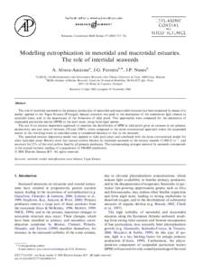 Estuarine, Coastal and Shelf Science–724  Modelling eutrophication in mesotidal and macrotidal estuaries. The role of intertidal seaweeds A. Alvera-Azca´ratea, J.G. Ferreirab,*, J.P. Nunesb a