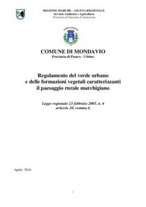REGIONE MARCHE – GIUNTA REGIONALE Servizio Ambiente e Agricoltura Posizione di Funzione Forestazione COMUNE DI MONDAVIO Provincia di Pesaro - Urbino