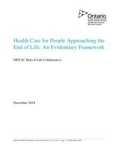 Health Care for People Approaching the End of Life: An Evidentiary Framework