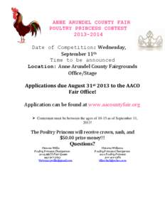 ANNE ARUNDEL COUNTY FAIR POULTRY PRINCESS CONTEST[removed]
