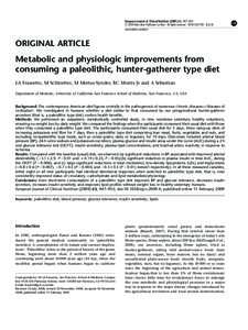 Metabolic and physiologic improvements from consuming a paleolithic, hunter-gatherer type diet