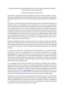 Agreement between the Federal Republic of Germany, the Free State of Bavaria and the Stiftung Kunstmuseum Bern of 24 November 2014 Summary of the key points of the agreement This agreement specifies the details of the ag