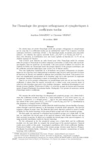 Sur l’homologie des groupes orthogonaux et symplectiques à coefficients tordus Aurélien DJAMENT∗ et Christine VESPA†‡ 16 octobreRésumé