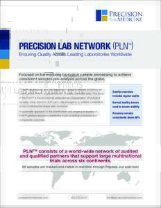 PRECISION LAB NETWORK (PLN ) TM Ensuring Quality Across Leading Laboratories Worldwide  Focused on harmonizing biological sample processing to achieve