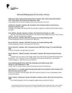 Selected Bibliography of Columbus History Andromeda, Sandy, Death and Devastation Strikes Columbus, Ohio: A Story of the Great reat Flood of[removed]North Liberty, OH:: North Liberty Publications, 1996. A recounting of the