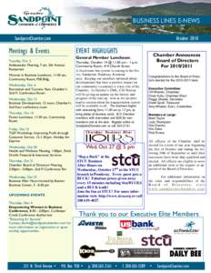 BUSINESS LINES E-NEWS SandpointChamber.com October[removed]Meetings & Events