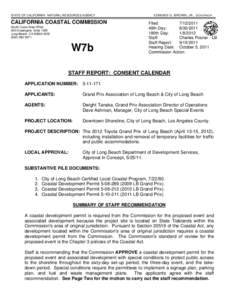 Coastal Commission Staff Report and Recommendation Regarding Permit Application No[removed]Grand Prix, Long Beach)