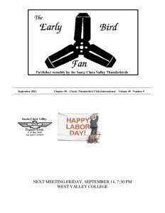 THE SCVT EARLY BIRD FAN  September 2012 Chapter 50 – Classic Thunderbird Club International