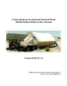 A Sourcebook on an American Forward-Based Missile Defense Radar in the Caucasus