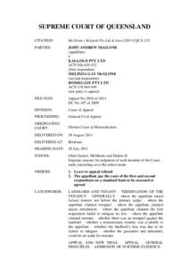 SUPREME COURT OF QUEENSLAND CITATION: McGlone v Kalgold Pty Ltd & AnorQCA 215  PARTIES: