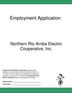 Employment Application  Northern Rio Arriba Electric