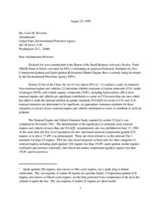 August 25, 1999 SBAR Panel Letter to EPA Administrator Carol M. Browner