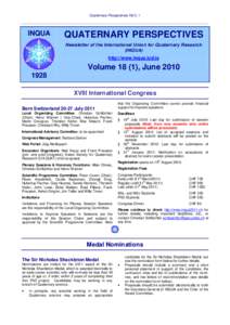 Quaternary Perspectives 18(1): 1  INQUA QUATERNARY PERSPECTIVES Newsletter of the International Union for Quaternary Research