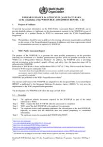 Guidance note to Applicants  on the compilation of the WHO Public Assessment Report (WHOPAR)