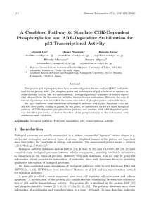 112  Genome Informatics 17(1): 112–A Combined Pathway to Simulate CDK-Dependent Phosphorylation and ARF-Dependent Stabilization for