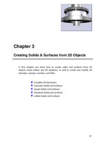 Chapter 3 Creating Solids & Surfaces from 2D Objects In this chapter you learn how to create solids and surfaces from 2D objects, draw helixes and 3D polylines, as well as create and modify 3D extrudes, sweeps, revolves,