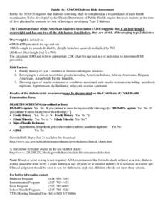 Public Act 93﷓0530 Diabetes Risk Assessment