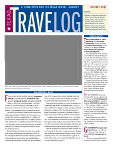 OCTOBER 2012 INSIDE: ★ Hidalgo’s BorderFest event tops state’s list of Pinnacle winners ★ SeaWorld San Antonio’s Decker receives TTIA’s Tall in Texas