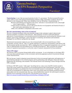 Nanotechnology: An EPA Research Perspective Factsheet July 07