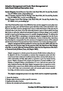 Adaptive Management and Exotic Plant Management at Lake Mead National Recreation Area Sandee Dingman, Natural Resource Specialist, Lake Mead NRA, 601 Nevada Way, Boulder City, NV 89005; [removed] Alice C. Ne