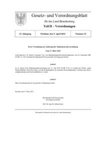 Gesetz- und Verordnungsblatt für das Land Brandenburg Teil II – Verordnungen 23. Jahrgang